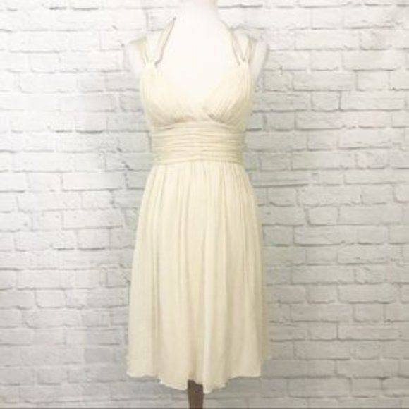 Donna Morgan 100% Silk Chiffon Ivory Dress Size 6 - Picture 2 of 7
